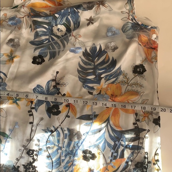 floral embroidered sheer overlay cut out tie back shift dress - Picture 8 of 11